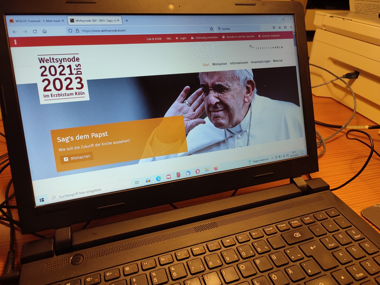 Startseite der Befrragungsplattform zur Weltsynode