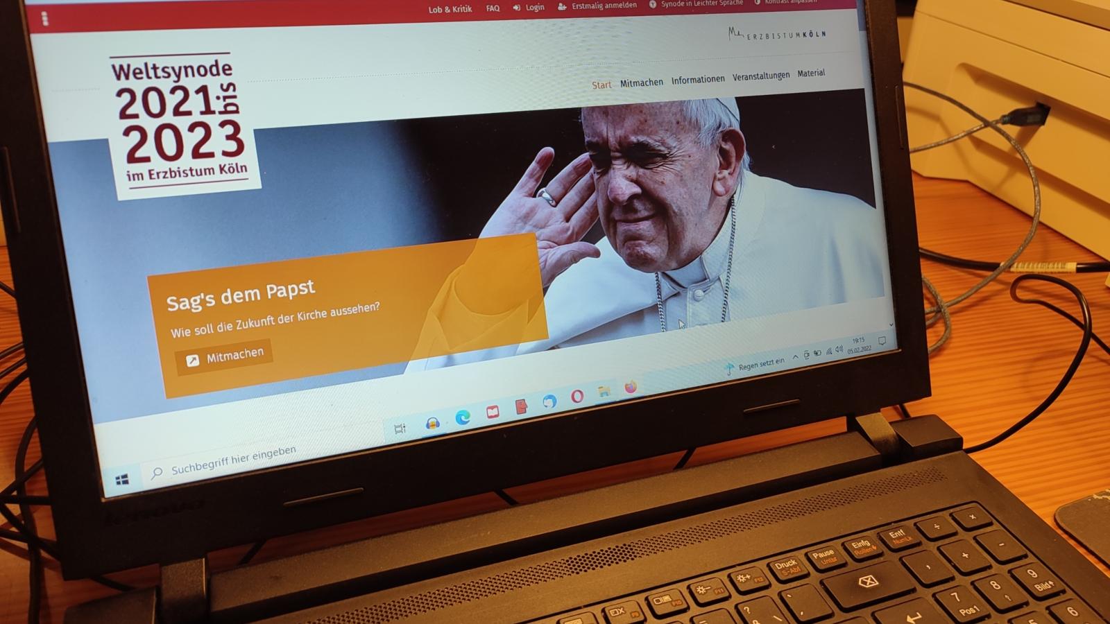 Startseite der Befrragungsplattform zur Weltsynode
