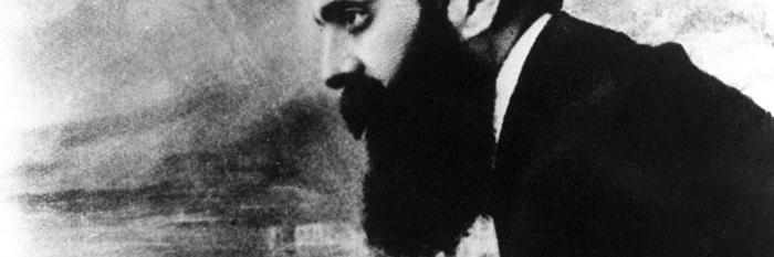 Theodor Herzl, 1901 auf dem Balkon des Hotels „Drei Könige“ in Basel;