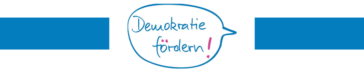 Demokratie fördern blau-magenta