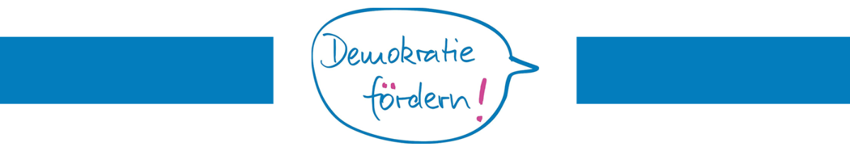 Demokratie fördern blau-magenta