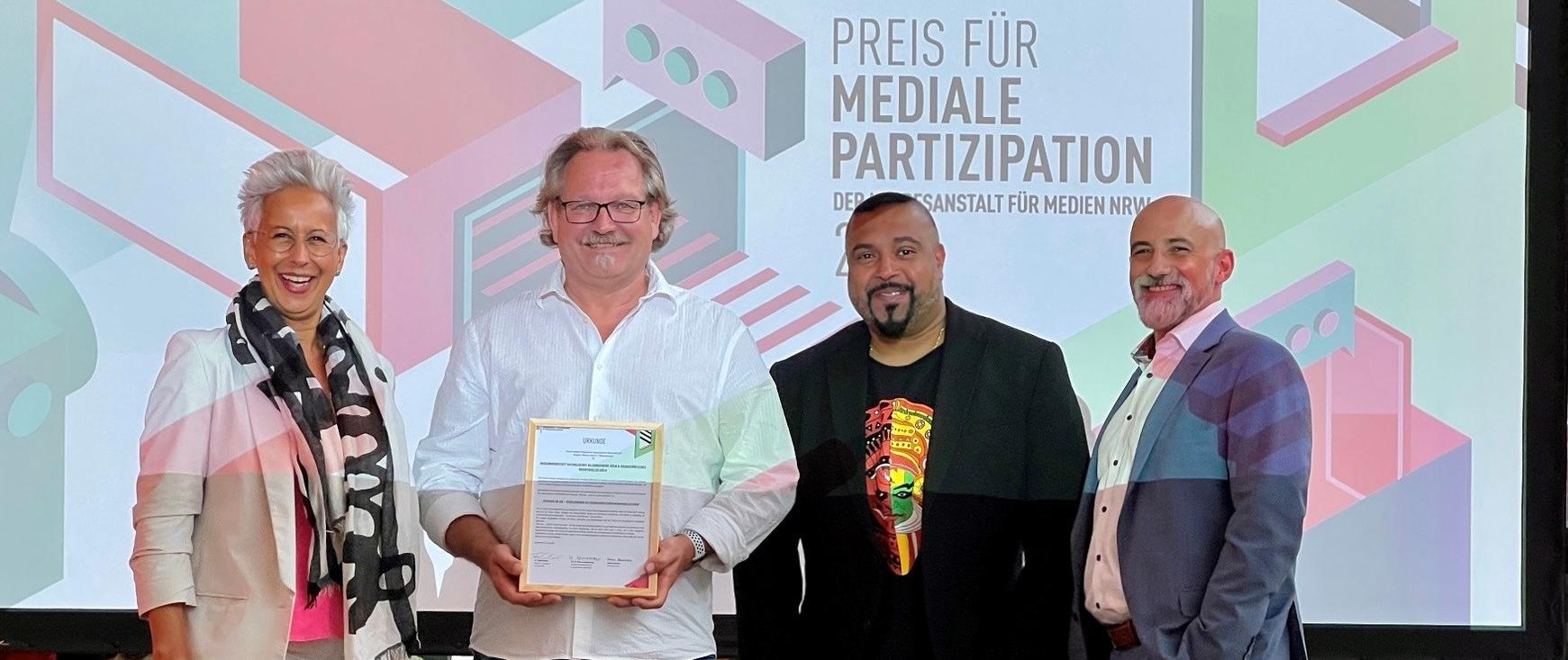 Preisverleihung: Hörfunk-Preis für mediale Partizipation der Landesanstalt für Medien NRW für das medienpädagogische Projekt „Erzieher on Air“
