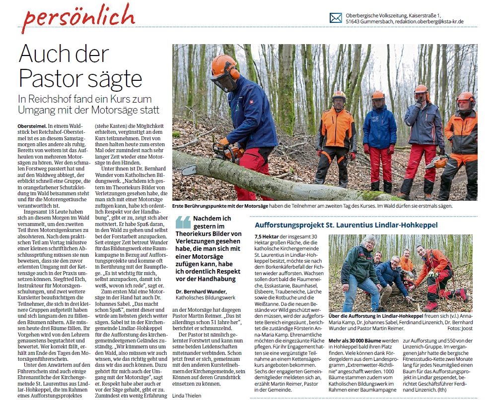 Auch der Pastor sägte