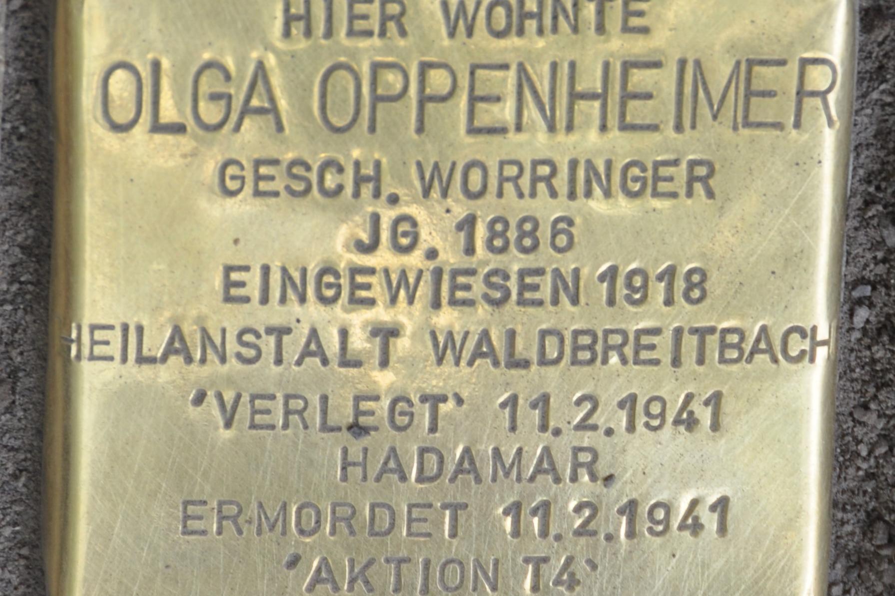 Stolperstein für Olga Oppenheimer