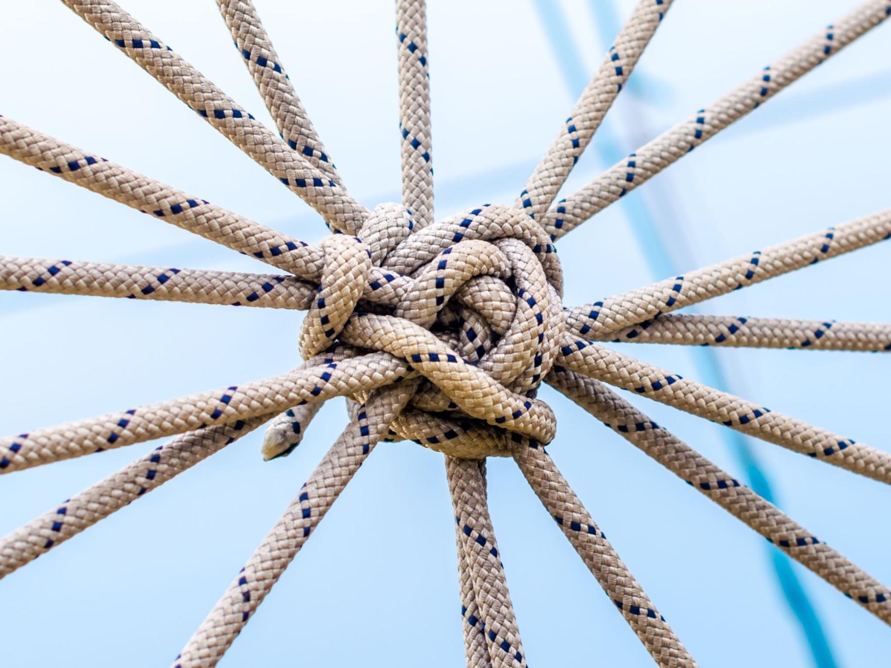 shutterstock_ChocoPie_1152151433_viele_Seile_bilden_einen_Knoten_blauer_Himmel_in_Hintergrund_frei_4MP