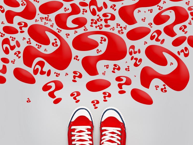Schuhe mit Fragezeichen